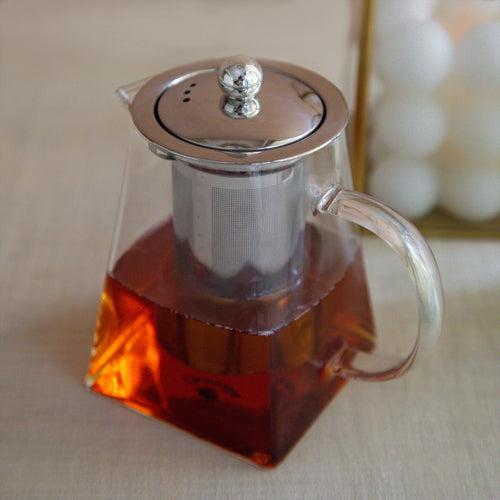 Pyramid Shaped Borosilicate Glass Kettle With Steel Infuser - Large 900ML