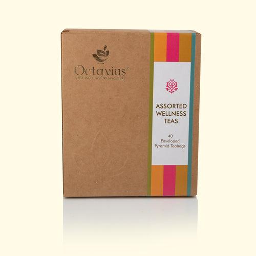 Assorted Wellness Teas   - 40 Enveloped Pyramid Tea Bags