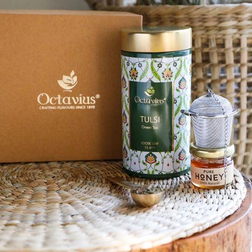 Tea Essentials - One Green Tea Of  Your Choice, An Infuser & Honey