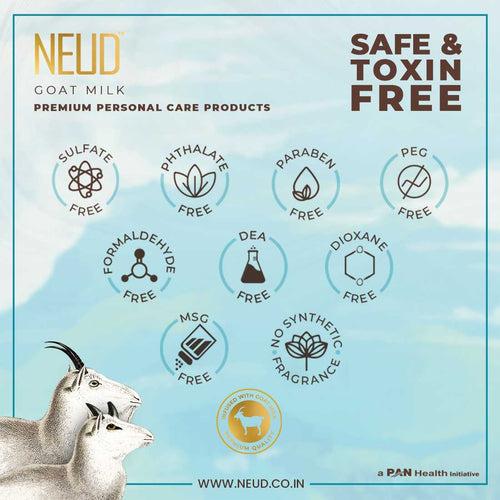 NEUD Goat Milk Premium Personal Care Kit for Men & Women (25ml x 4 Nos.) - Get Free Zipper Pouch