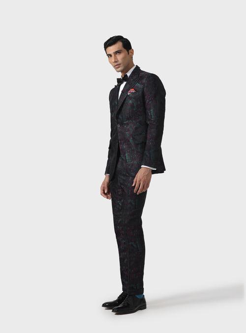 SARTORIAL SPLENDOUR THE BESPOKE WINE MULTICOLOURED TUXEDO JACKET