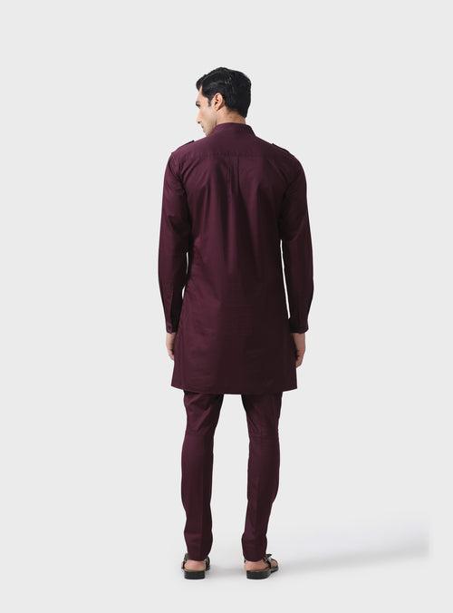 ELITE COMFORT THE BESPOKE MAROON COTTON PATHANI SUIT