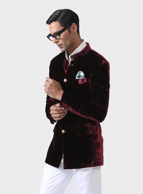 CLASSIC ELEGANCE HANDMADE VELVET BANDHGALA JACKET