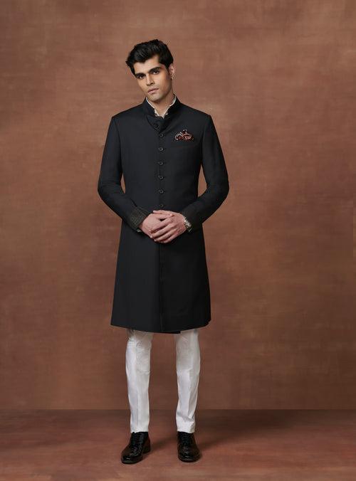 OPULENT PINSTRIPED BLACK ACHKAN