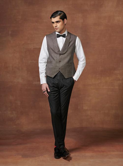 SILVERED SERENADE V-SHAPED DINNER WAISTCOAT