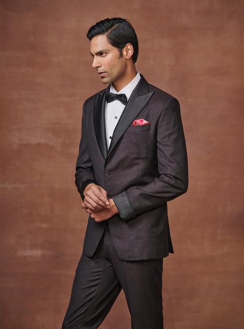 RADIANT OPULENCE THE WINE METALLIC GABARDINE TUXEDO