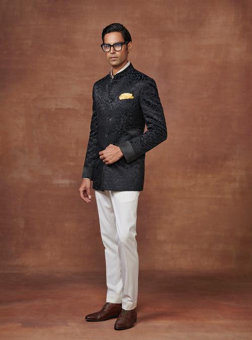 REGAL ELEGANCE BESPOKE LEOPARD JACQUARD BANDHGALA JACKET