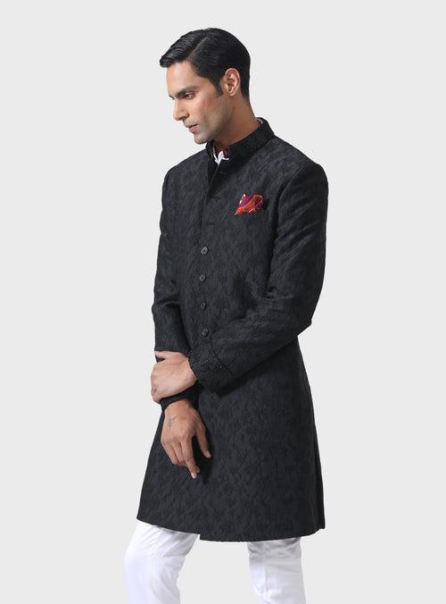 REFINED BLACK TEXTURED ACHKAN TIMELESS ELEGANCE