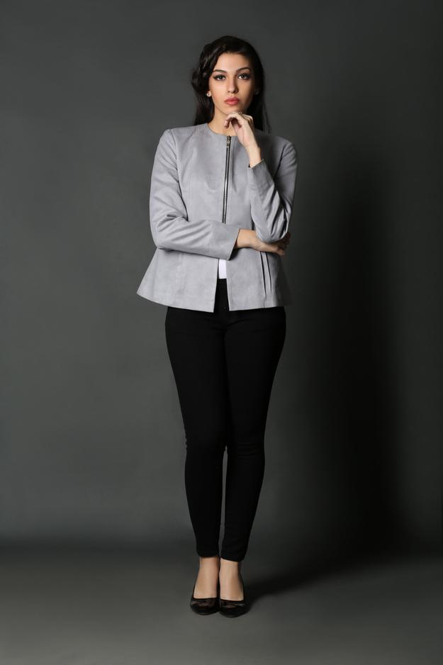 Grey Front Zip Jacket