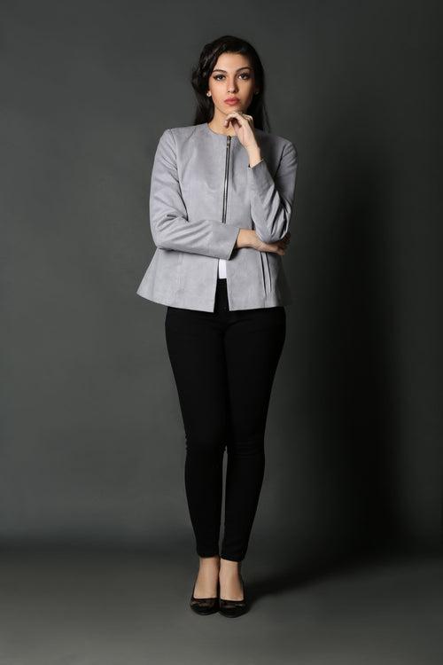 Grey Front Zip Jacket