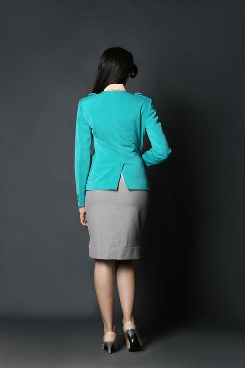 Teal V-Neck Coat