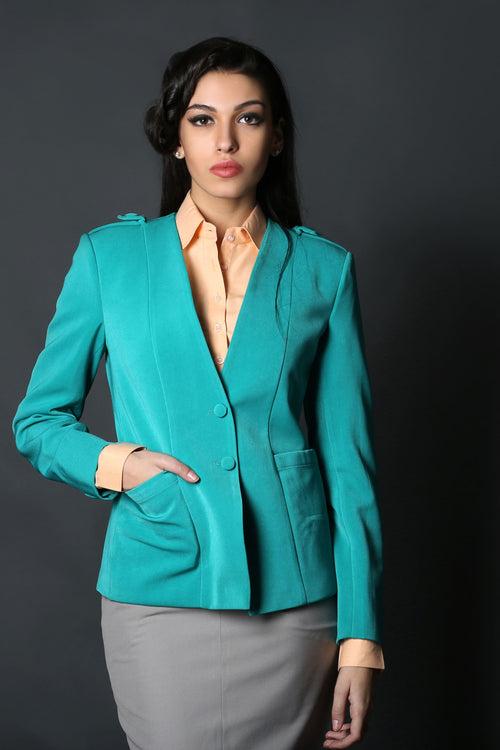 Teal V-Neck Coat