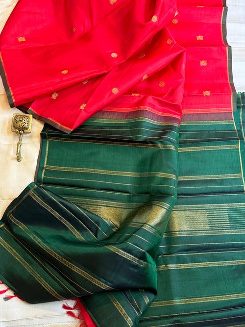 Red Annam chakram Butta / kanjipuram silk