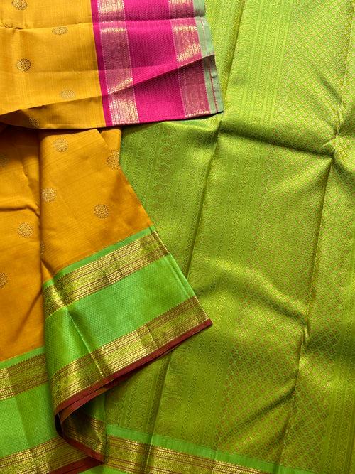 Melon yellow with Ganga Jamuna korvai / kanjipuram silk