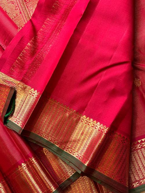 Dark red  colour vairaoosi  kanjipuram silk