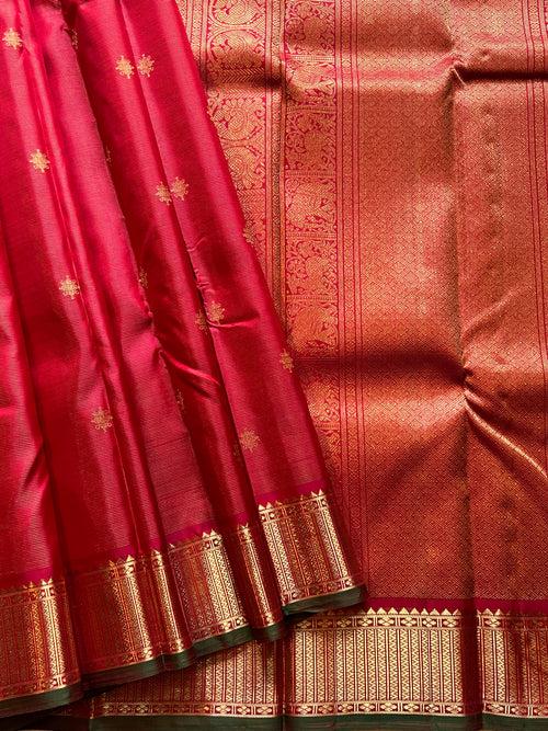 Dark red  colour vairaoosi  kanjipuram silk