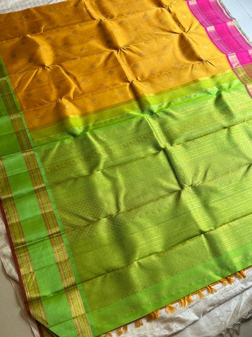 Melon yellow with Ganga Jamuna korvai / kanjipuram silk