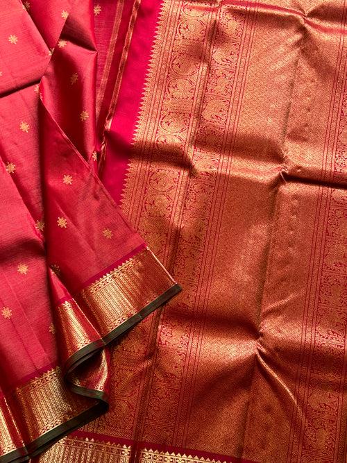 Dark red  colour vairaoosi  kanjipuram silk