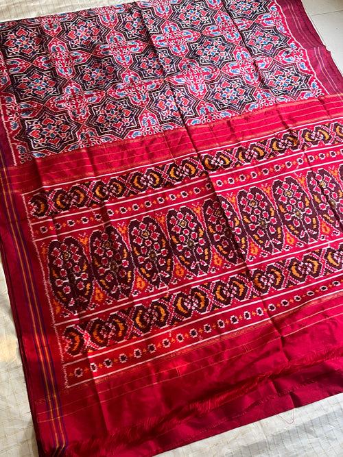 Red pan rangoli - single ikkat silk