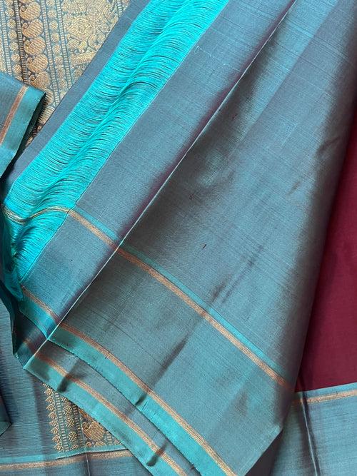 Paaku with turquoise blue / kanjivaram silk