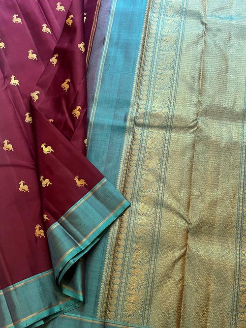 Paaku with turquoise blue / kanjivaram silk