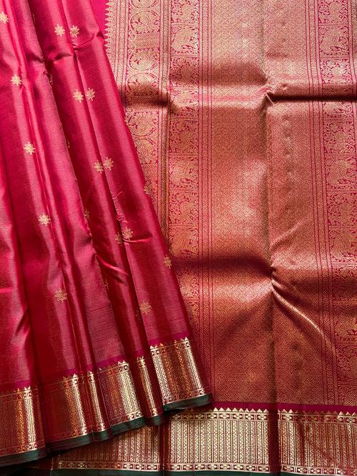 Dark red  colour vairaoosi  kanjipuram silk