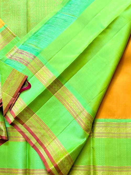 Melon yellow with Ganga Jamuna korvai / kanjipuram silk