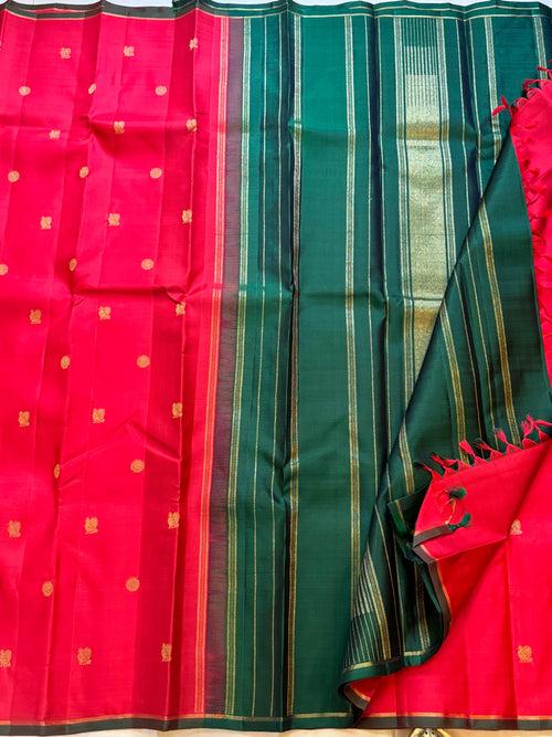 Red Annam chakram Butta / kanjipuram silk