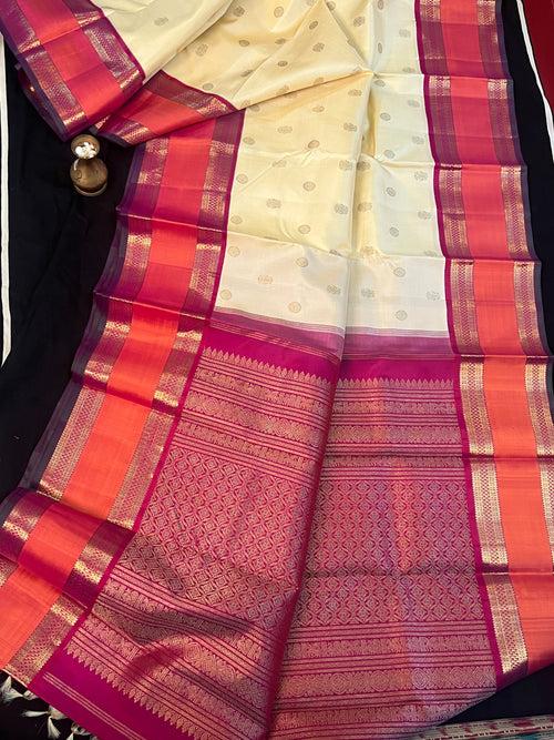 Cream retta pet  / kanjivaram silk