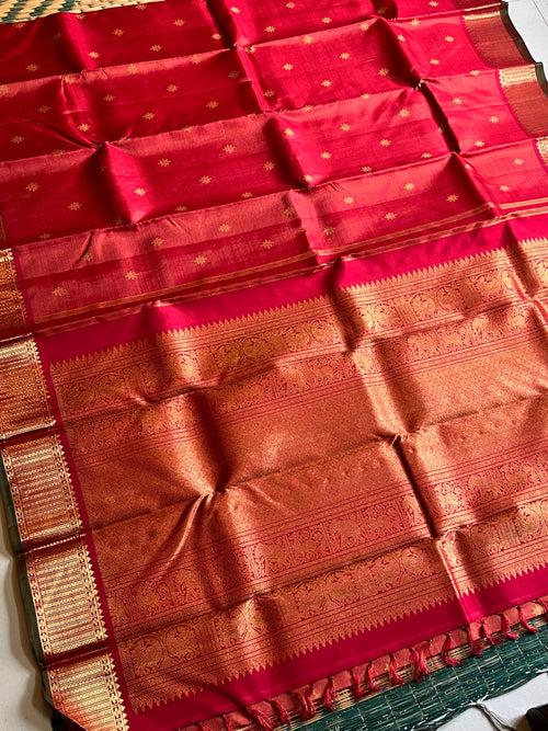 Dark red  colour vairaoosi  kanjipuram silk