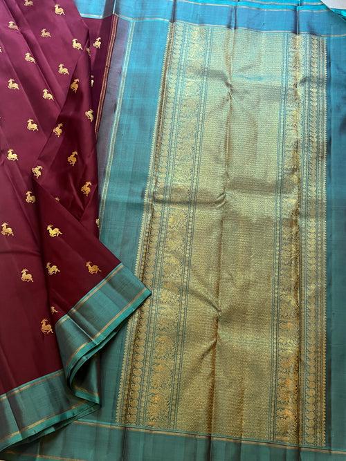 Paaku with turquoise blue / kanjivaram silk