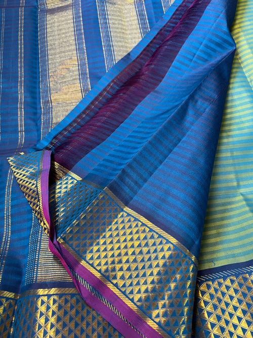 Gift silk saree 05 blue stripes