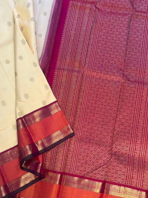 Cream retta pet  / kanjivaram silk