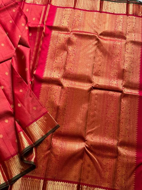 Dark red  colour vairaoosi  kanjipuram silk