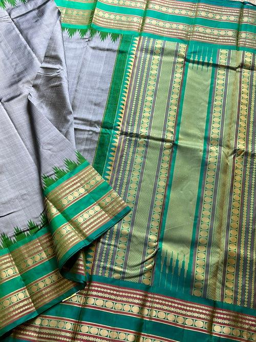 GREY -KANJIVARAM SOFT SILK THREAD WORK SAREE