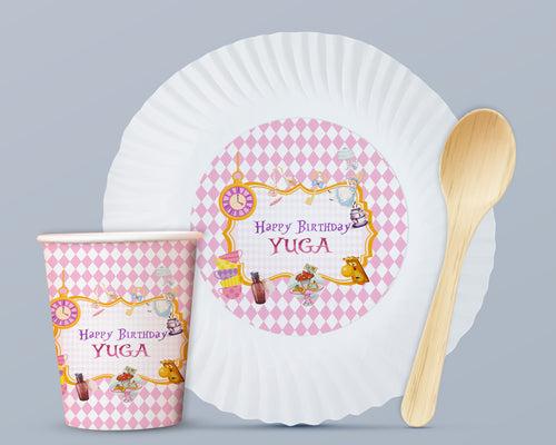 Alice in Wonderland Theme Party Cups and Plates Combo