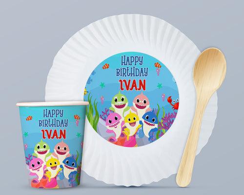 PSI  Shark Theme Party Cups and Plates Combo