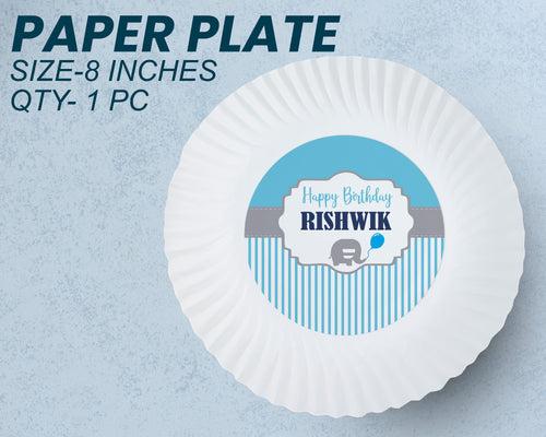 Blue Elephant Theme Party Cups and Plates Combo