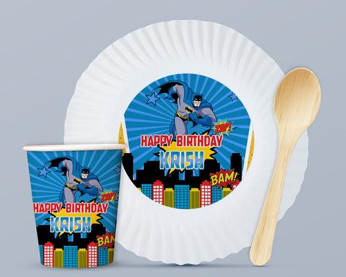 Batman Theme Party Cups and Plates Combo