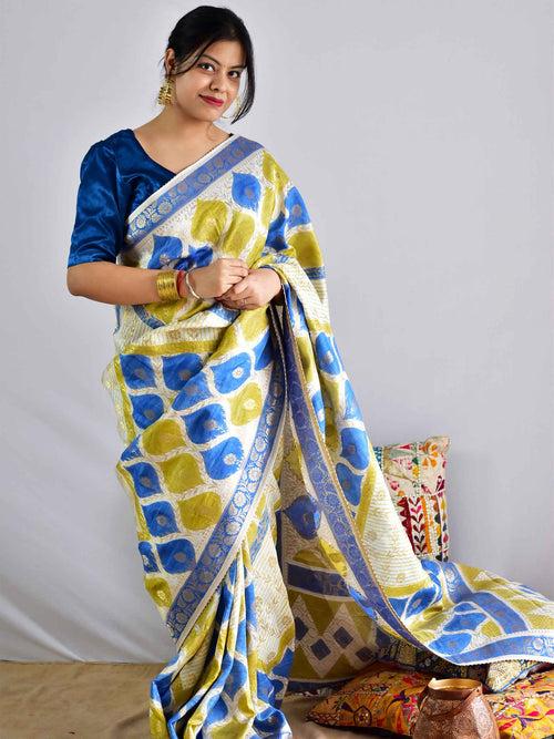 patjhadh - bagh printed Dola Silk zari border Saree