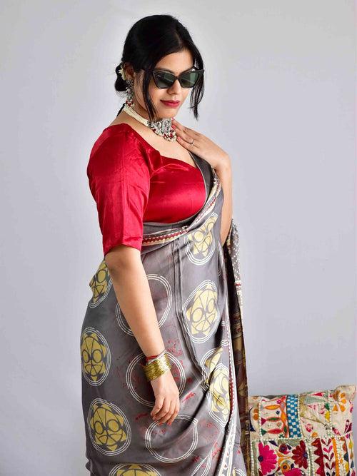 Reena - Ajrakh modal Silk Saree