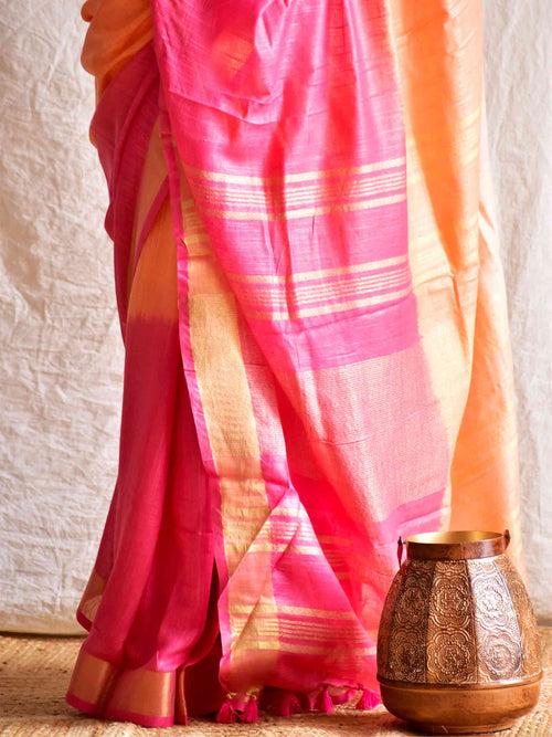 melange - multi shade zari border cotton saree