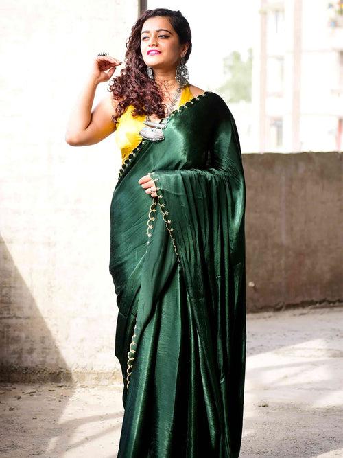 Emerald - Mashru Silk saree