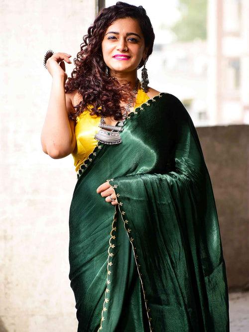 Emerald - Mashru Silk saree