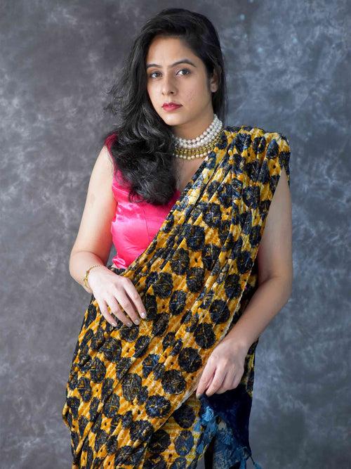 Nefertiti - Ajrakh Silk Velvet Saree