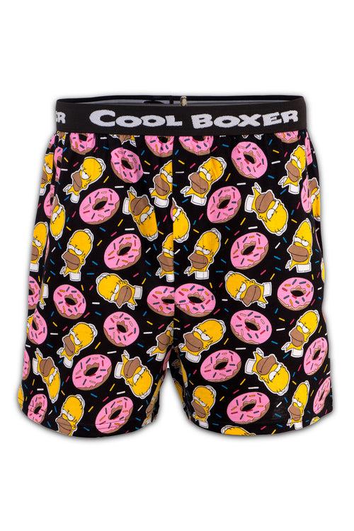 Men Black 'DONUT & SIMPSON' Cartoon Boxer