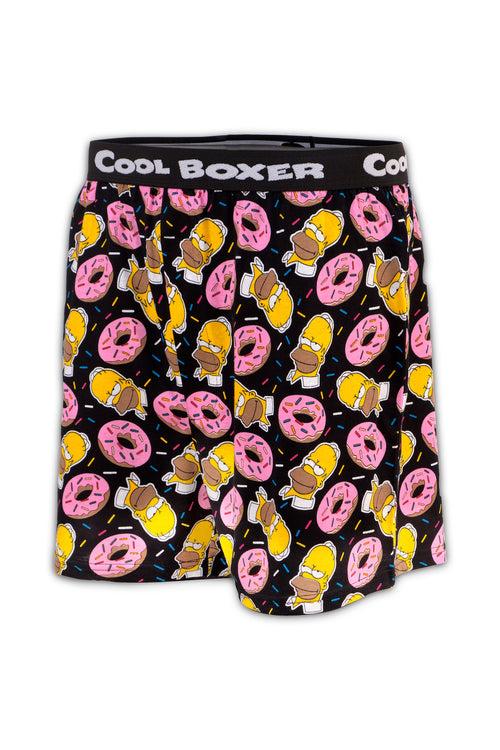 Men Black 'DONUT & SIMPSON' Cartoon Boxer