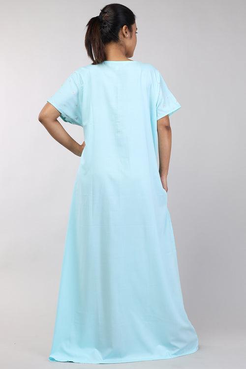 Women Blue Bizzy Lizzy Cotton Nighty