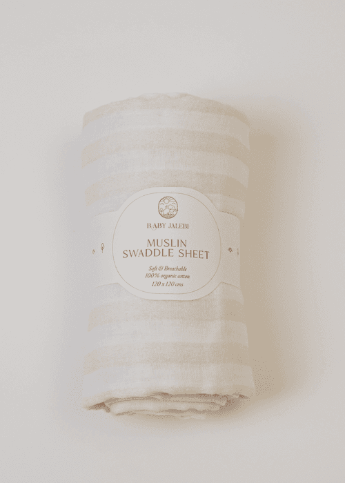 Beige stripes Organic Muslin Swaddle