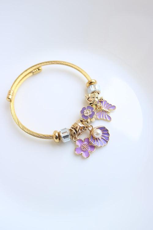 Lilac Shell Charm Bracelet